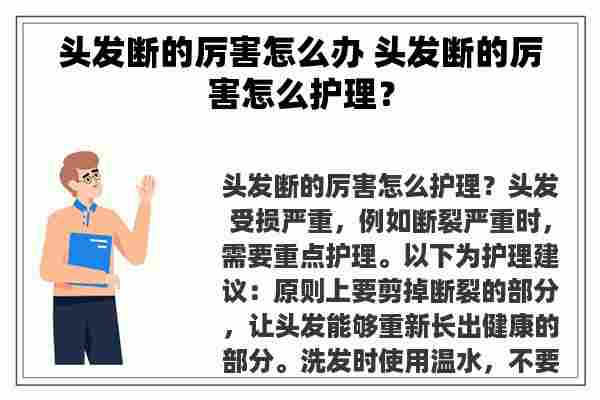 头发断的厉害怎么办 头发断的厉害怎么护理？